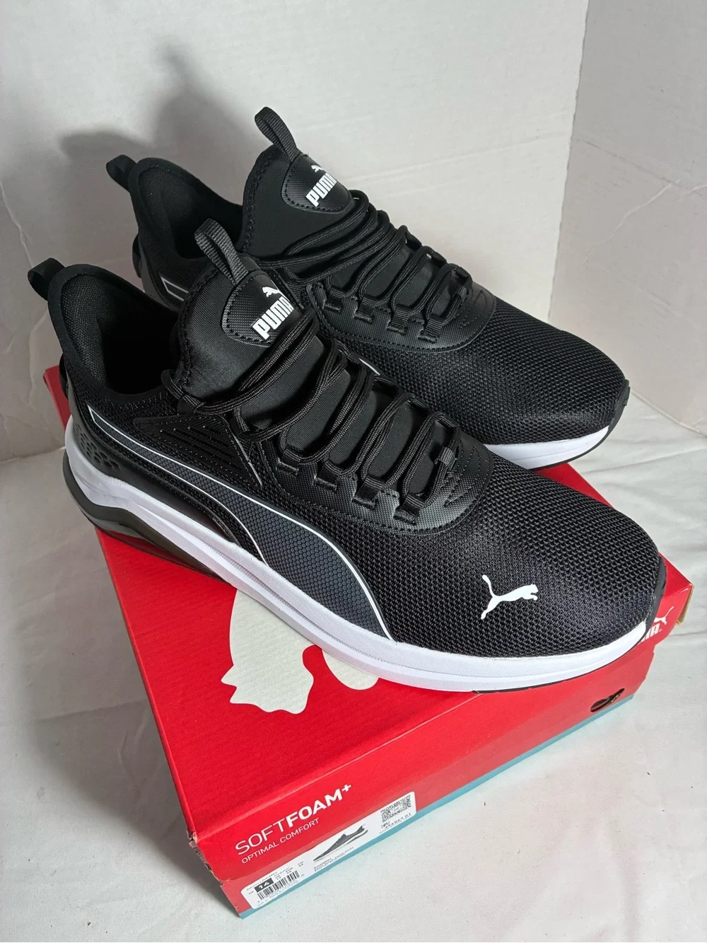PUMA Men’s Amplifier Black White Sneakers Size 14 New With Box
